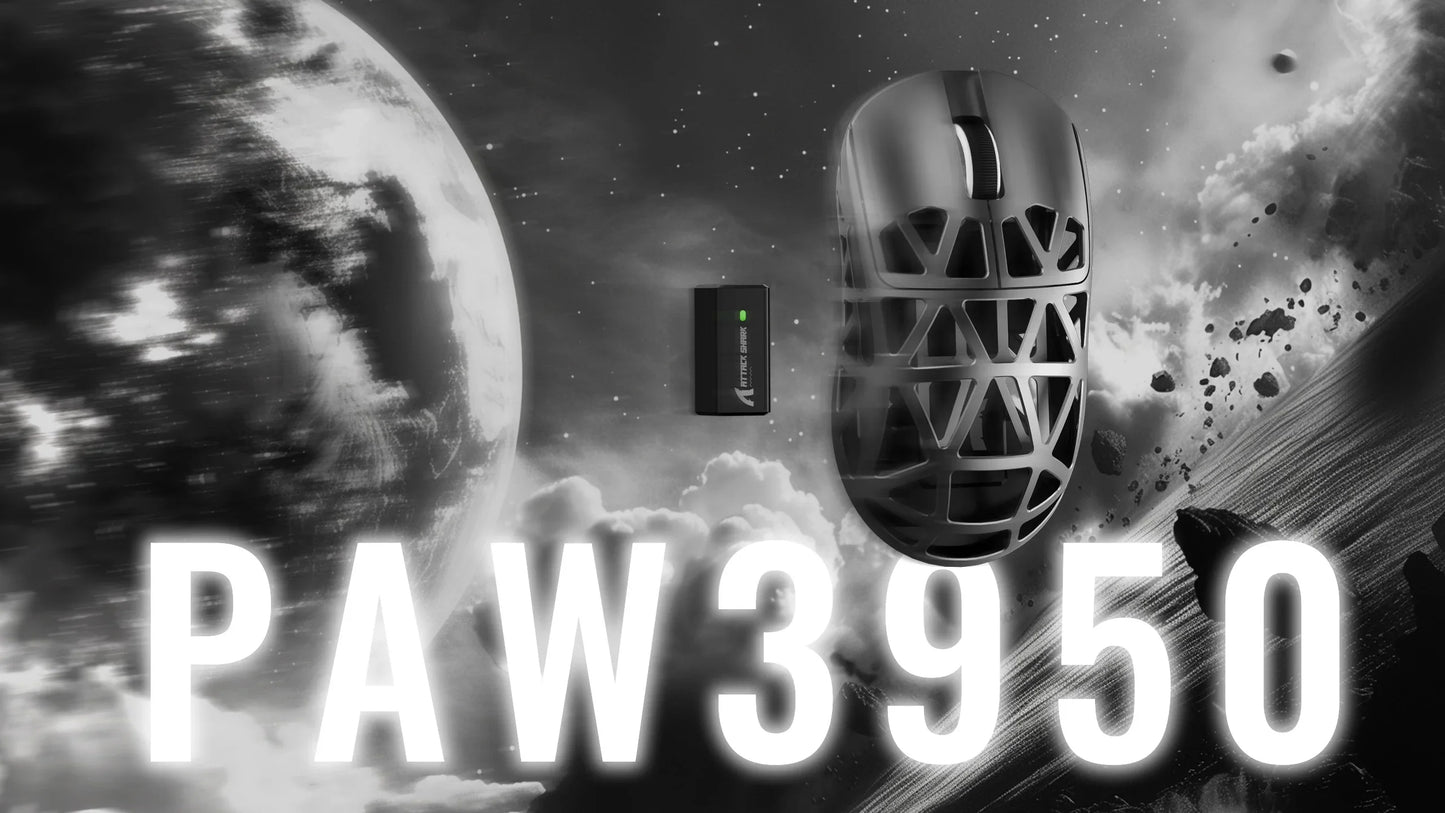 Геймърска мишка ATTACK SHARK R2 от магнезиева сплав, PAW3950, три режима, 8000hz, 42000 DPI, ултралека 45g, микропревключватели за 100M клика