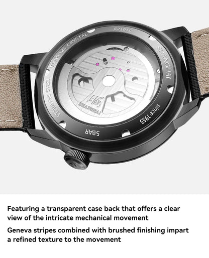 Shanghai Watch Sky Dome Men's Automatic Watches 42mm Center Flywheel Mechanical Wristwatch 5Bar Waterproof Watches Reloje S2101