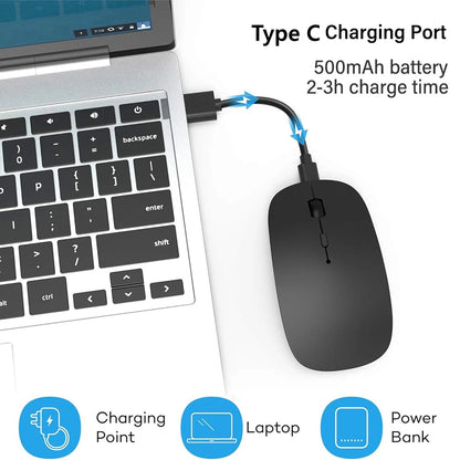 Trådløs genopladelig mus med dobbelt tilstand, Bluetooth-kompatibel 2.4G USB-computermus til laptop, iPad, tablet og notebook – gamingmus