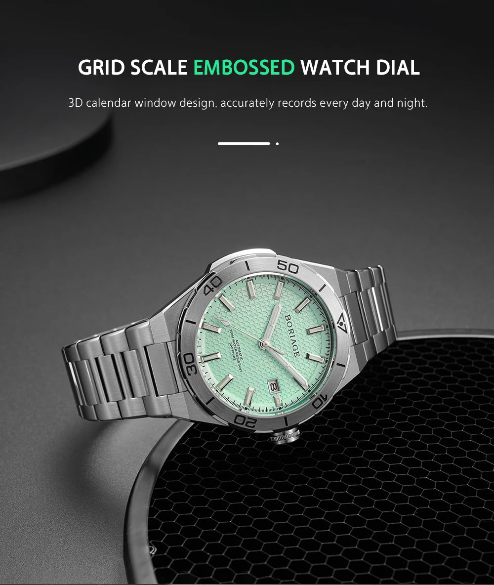 BORIAGE Fully automatic mechanical men's watch BGW9 luminous watch MIYOTA9015 movement 316 stainless steel 200m Water Resistance