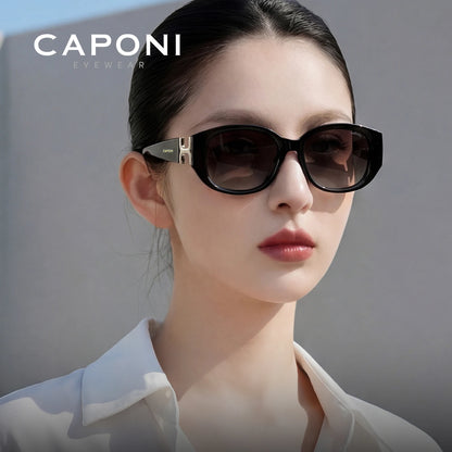 CAPONI New Polarized Women Sunglasses Fshion Luxury Acetate Outdoor Original Design Eyewear UV400 Protection Brown Shade CP36023