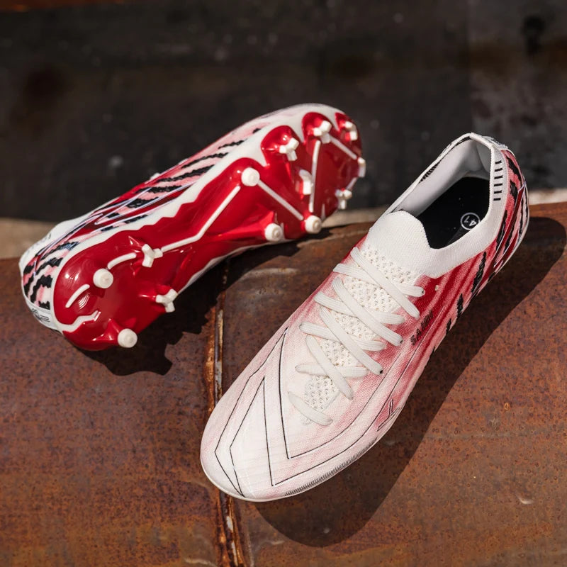 Chaussures de football pour hommes AG FG pour terrain ferme, en matériau PU léger, avec crampons renforcés, pour adultes, pour entraînements de football en extérieur et compétitions.