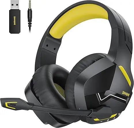 Casque de jeu sans fil double BINNUNE avec micro pour PC PS4 PS5, casque de jeu Bluetooth pour ordinateur portable, écouteurs de jeu