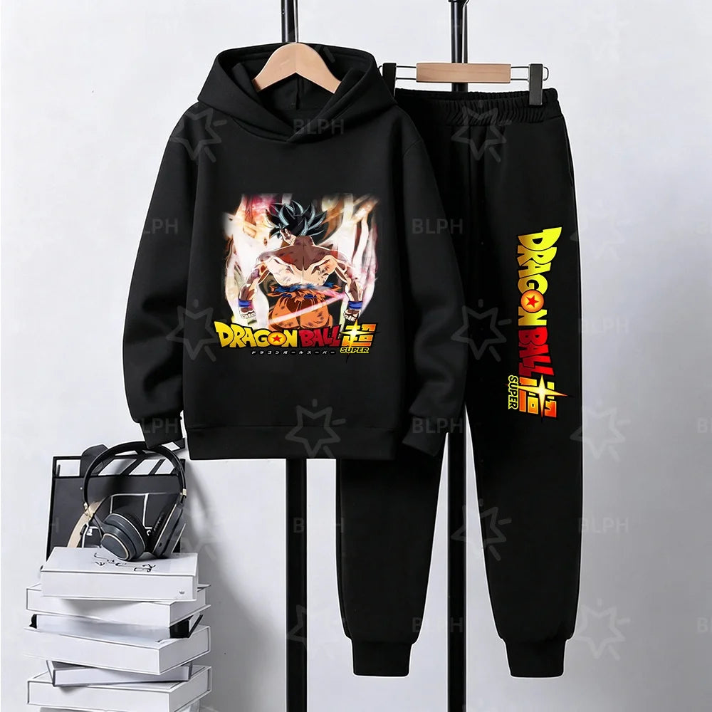 Kids Dragon Ball Camo Goku Printed Hoodie Set Casual Loose Comfortable Long Sleeve Sweatshirt Pants 2 Piece Outfits for Boys