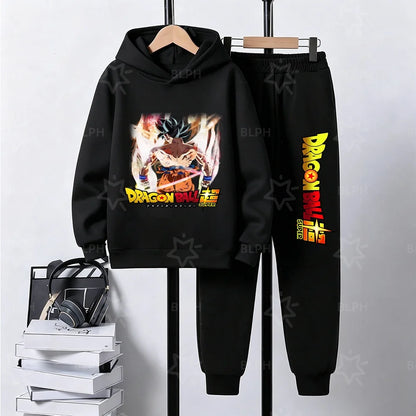 Kids Dragon Ball Camo Goku Printed Hoodie Set Casual Loose Comfortable Long Sleeve Sweatshirt Pants 2 Piece Outfits for Boys