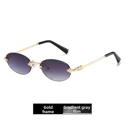 Frameless Ellipse Sunglasses, UV400 Protection Lightweight Design, Fashionable for Daily Wear & Outdoor