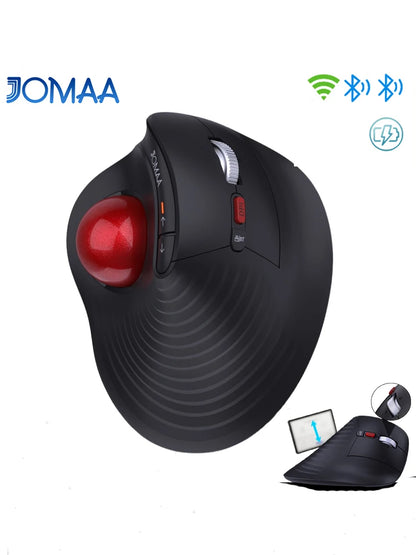 JOMAA Speed Roller-trackballmuis, draadloze duimbediende muis, stille klik, oplaadbare ergonomische trackballmuis