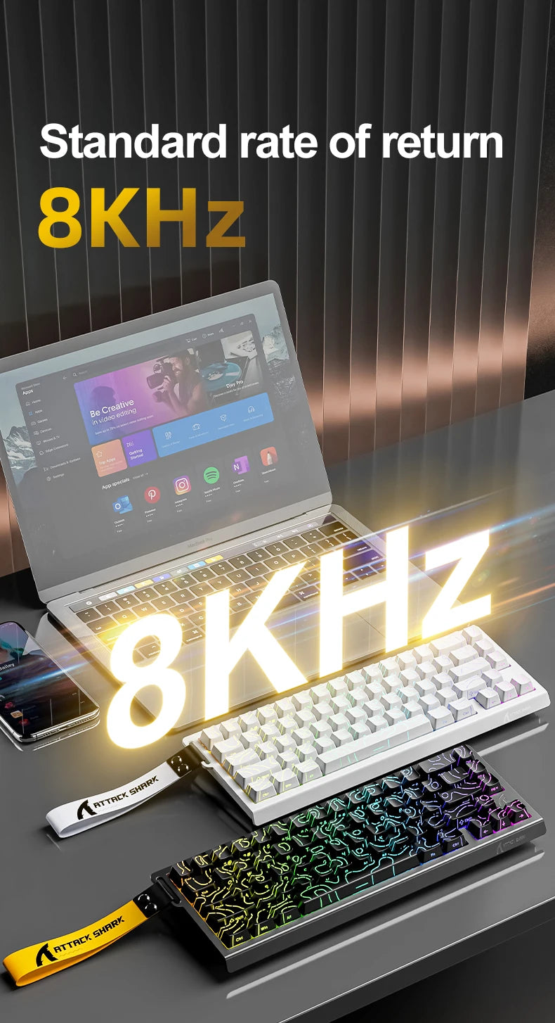 X68HE ATTACK SHARK X68PRO Magnetic Gaming Keyboard Mechanical Wired 0.01mm Rapid Trigg 8000Hz SOCD/Rs 0.125ms 128K Rate
