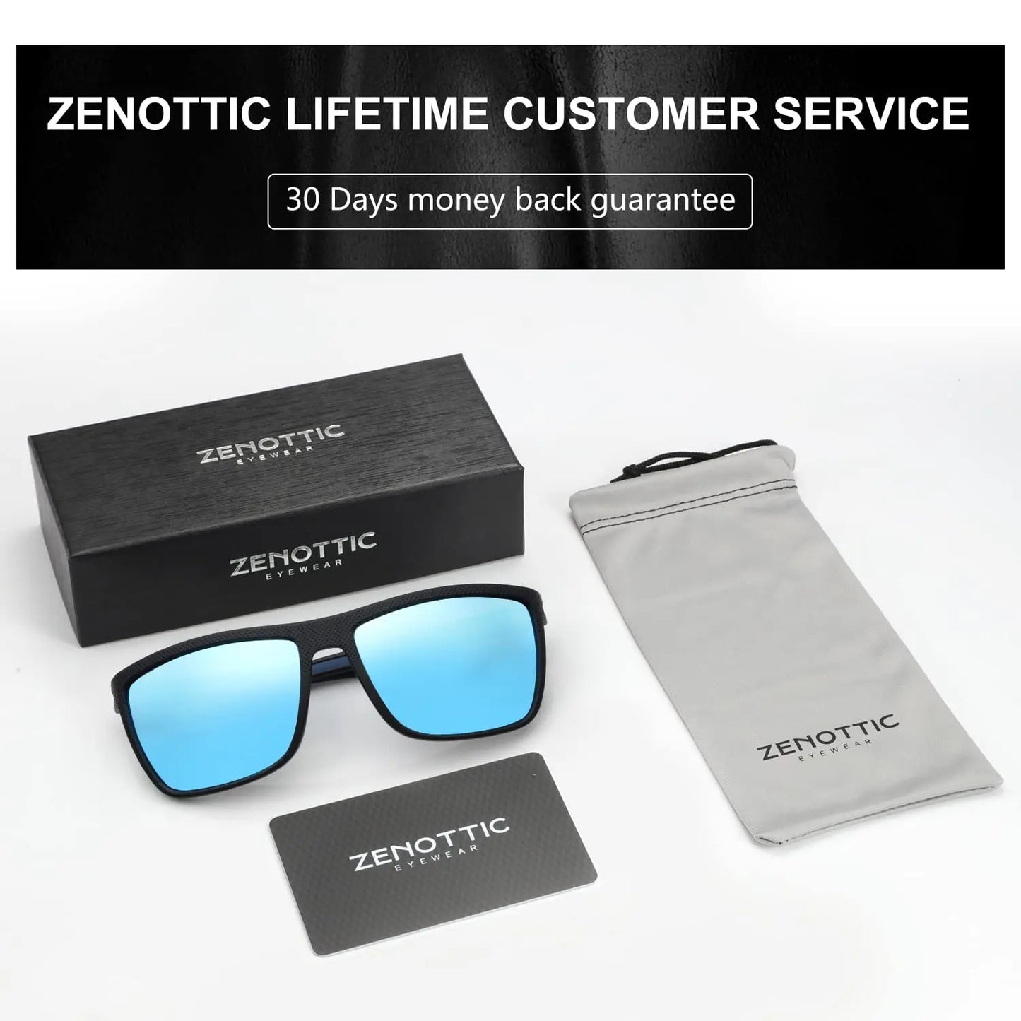 ZENOTTIC Polarized Sunglasses for Men Shades Lightweight TR90 Frame UV400 Protection Square Outdoor Trave Driving Sun Glasses