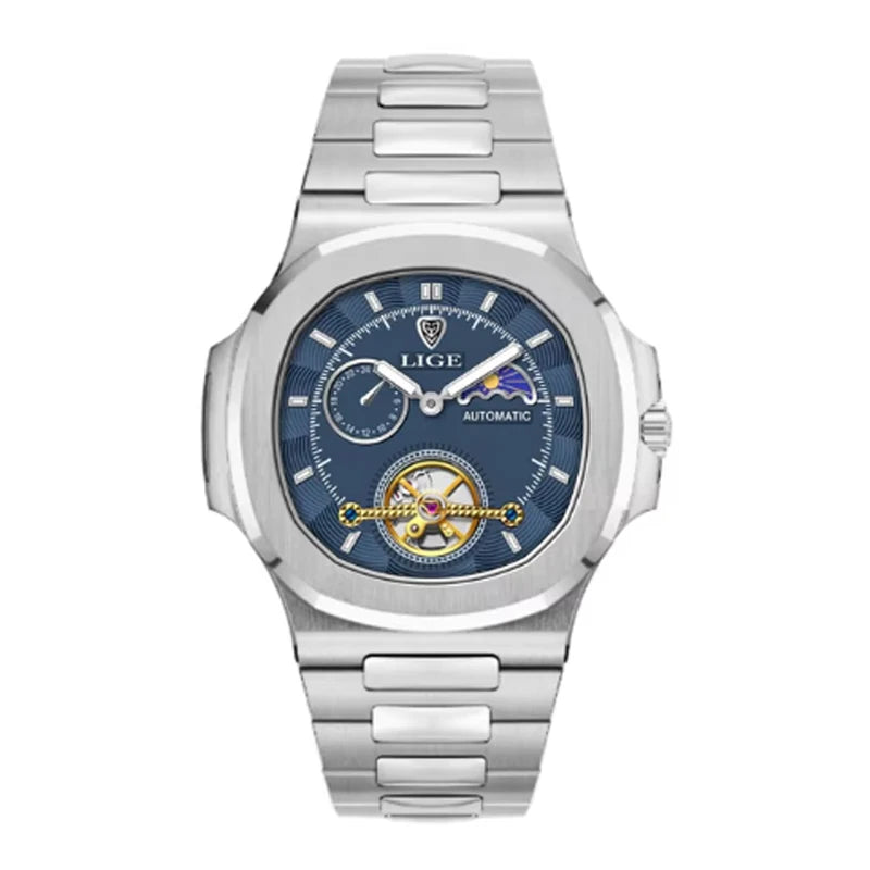 LIGE Watch For Man Luxury Business Waterproof Luminous Mechanical Watches Fashion Moon Phase Automatic Movement Men's Watches