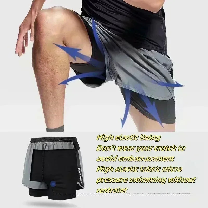 Letní pánské dvouvrstvé šortky 2-in-1 „Dragon Ball Goku Super Saiyan Retro Gym“ v oversized stylu s potiskem – na fitness, trénink i do města