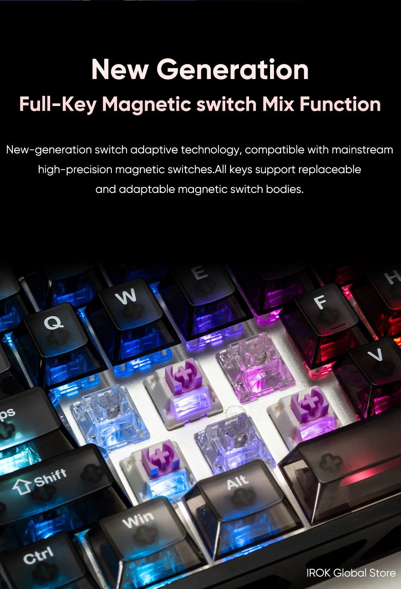 IROK MG63 Hollow Aluminium Gaming Magnetic Mechanical Keyboard 60% RT0.001mm 8KHz 0.07ms 512K RGB Hot Swap Wired Gamer Keyboard