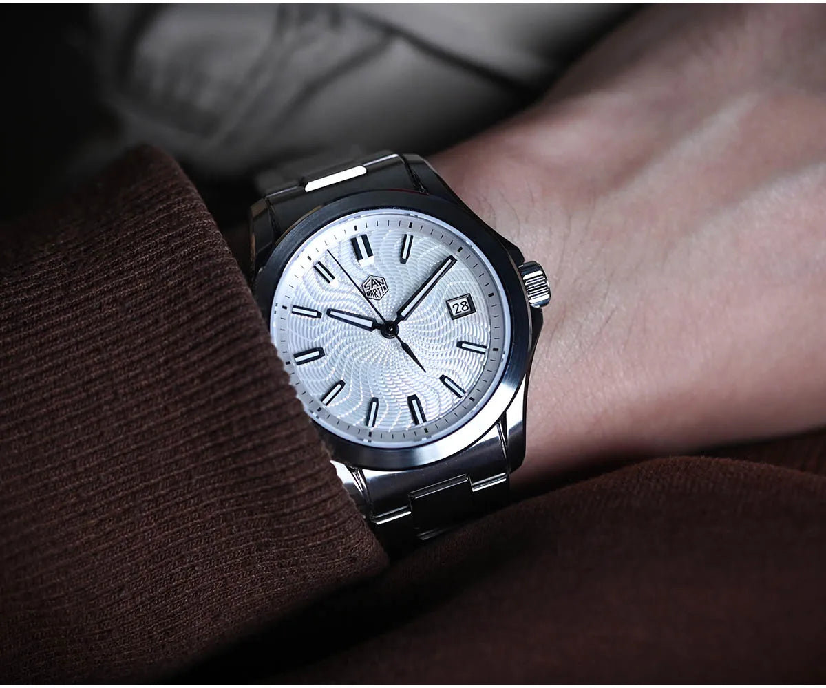 San Martin Official 39mm Guilloche MOP Dial Gada Watch Miyota 9015 Luxury Men's Automatic Mechanical Watches 10 ATM reloj SN0150
