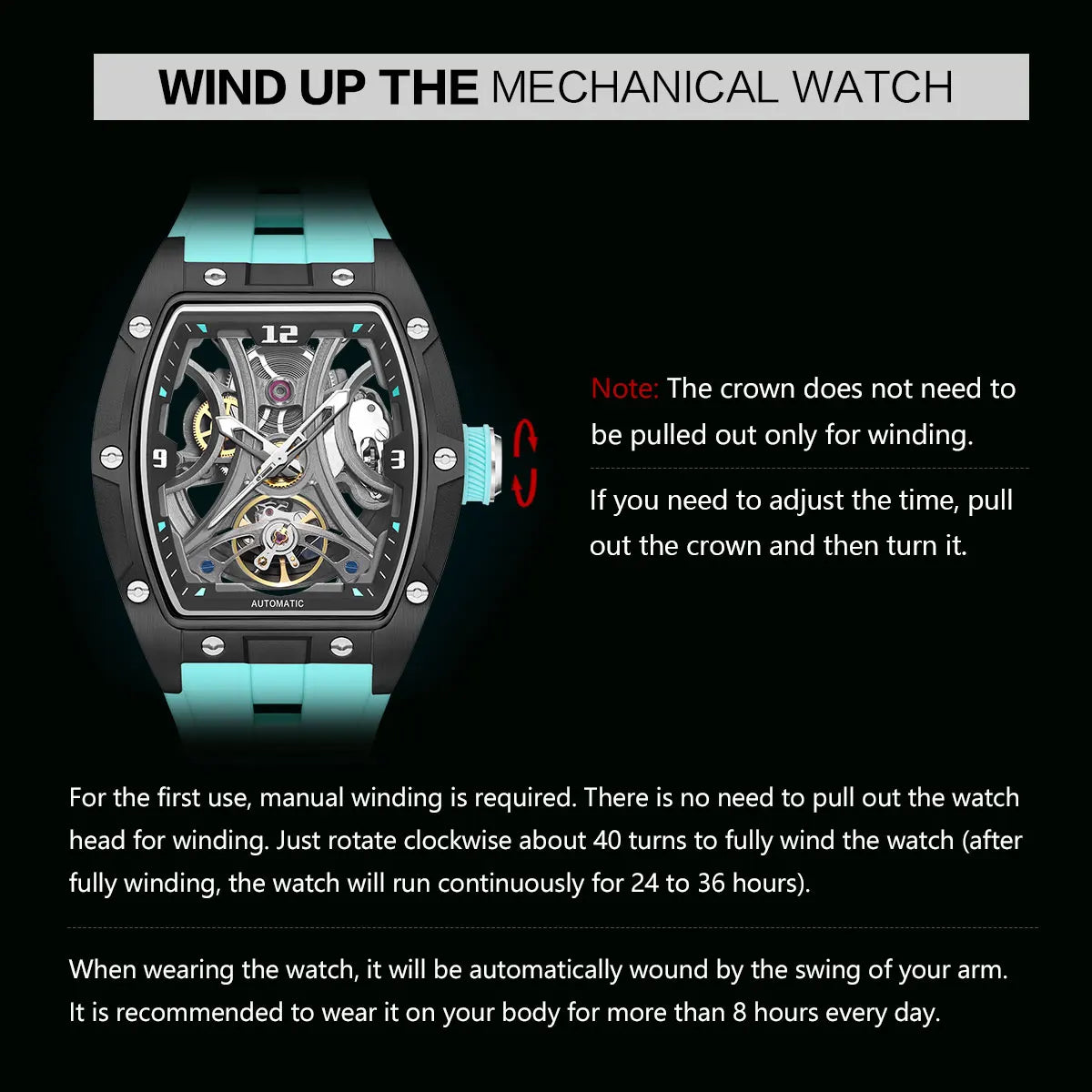 MEGIR Sports Style Automatic Mechanical Watch for Men Full Hollow Transparent Dial Design Stainless Steel Case Silicone Strap