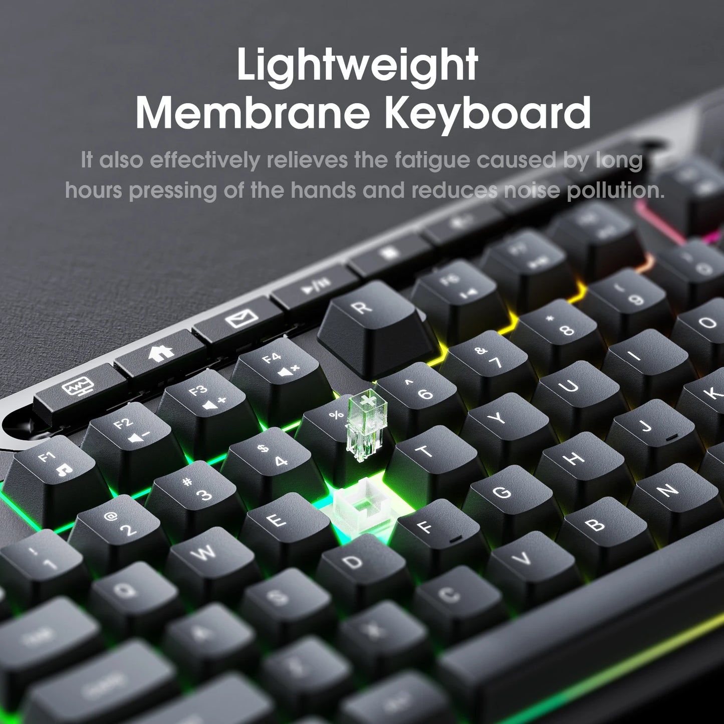 ONIKUMA G32 Wired Gaming Keyboard with RGB Backlit Matte Key Caps 104 Keys Membrane Gaming Keyboards for PC Gamer