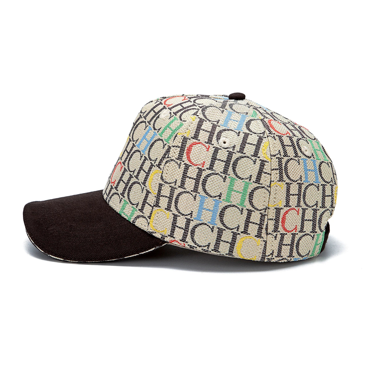 CH Monogramtryckt basebollkeps, strukturerad, justerbar, unisex, ”dad hat”, solskärm, streetwear, svart vävt tyg, casual keps