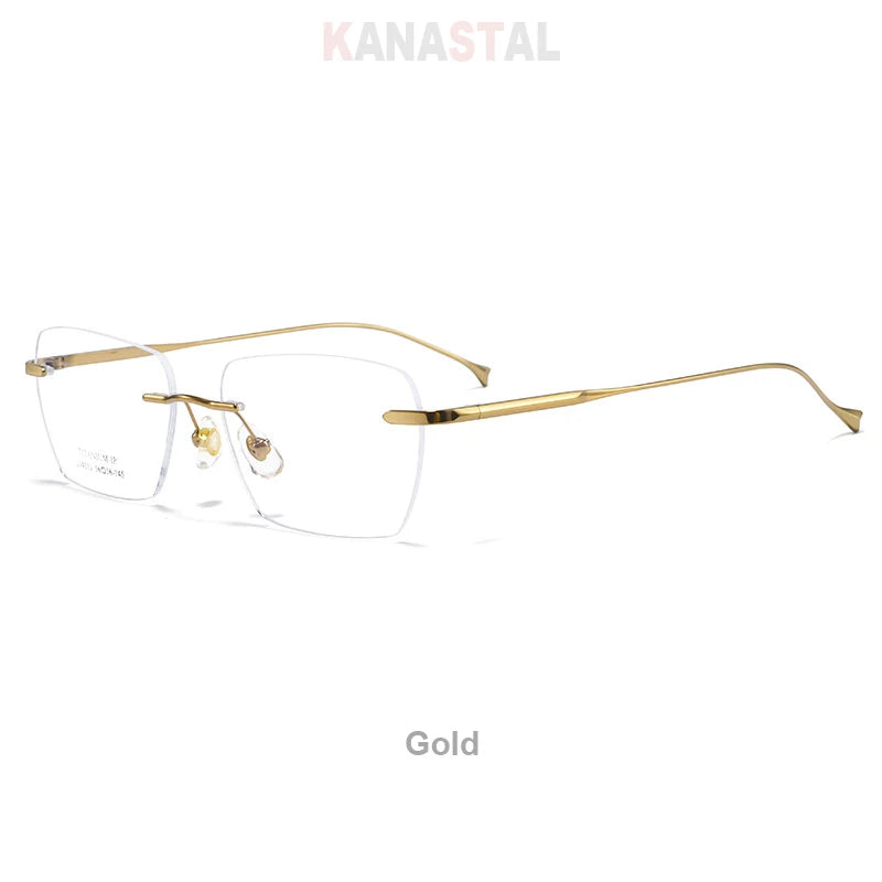 Men Pure Titanium Eyeglasses Frame Women Ultralight Rimless Glasses Blue Light Blocking Lens Prescription Myopia Reading Eyewear