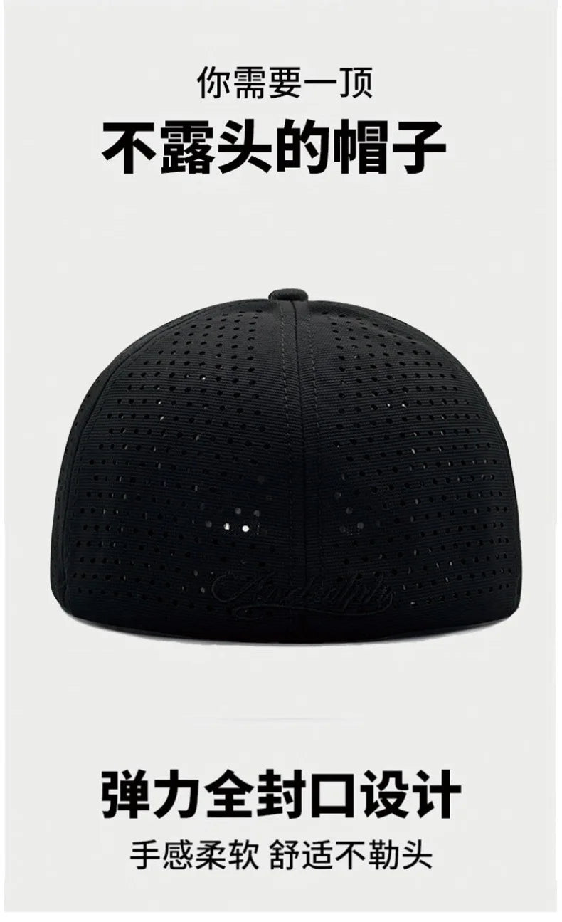 Big Head Hat Back Closed 5cm Short Brim Baseball Cap for Men Mesh Fitted Caps Stretchy Full Closed Caps 56-60cm 61-65cm