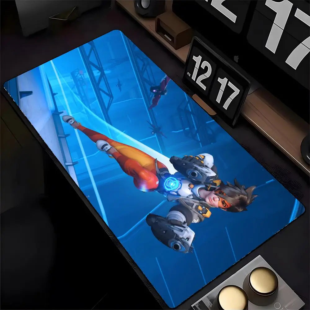 Mouse Pad Overwatch Genji με Εκτύπωση HD για Gamers, Ραμμένες Άκρες, Αντιολισθητικό, XXL90x40cm, Pad Γραφείου για Πληκτρολόγιο και PC
