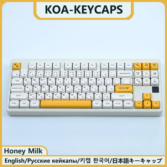 KBDiy KOA Profile PBT Honey Milk Keycaps Russian Korean Japanese 137 Keys Caps for Mechanical Keyboard Keycap MAC for MX Switch