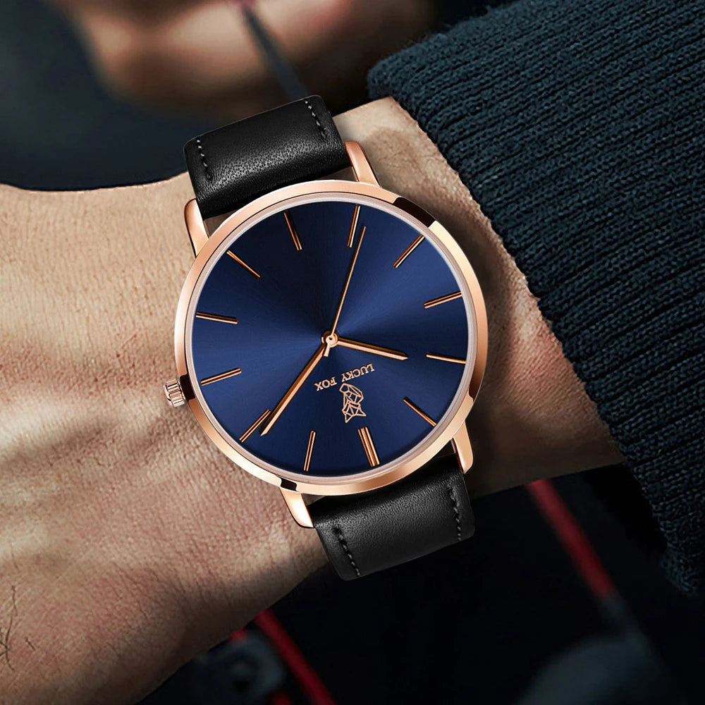 LUCKY FOX Classic Luxury Men Watch Simple Casual Men and Women Round Large Dial Quartz Watch Clock Gifts Men Reloj