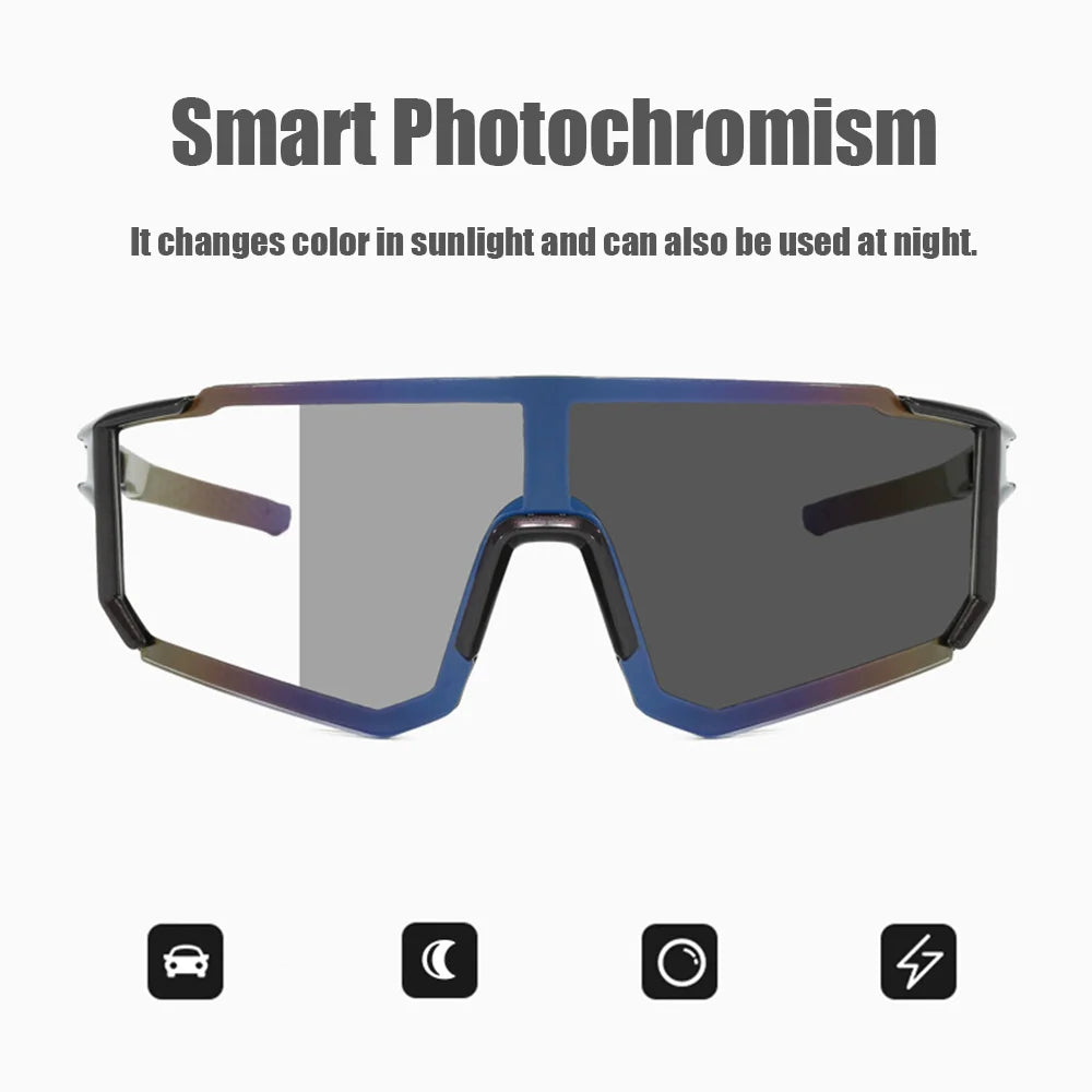 Photochromic Bicycle Glasses Road Mountain Speed Bike Glasses Men Women Outdoor Sports Cycling Sunglasses Bike Eyewear With box