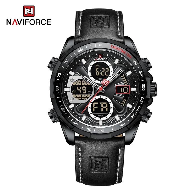 New NAVIFORCE Watches for Men Leather Mens Military Sport Waterproof Watch Quartz WristWatch Chronograph Male Clock