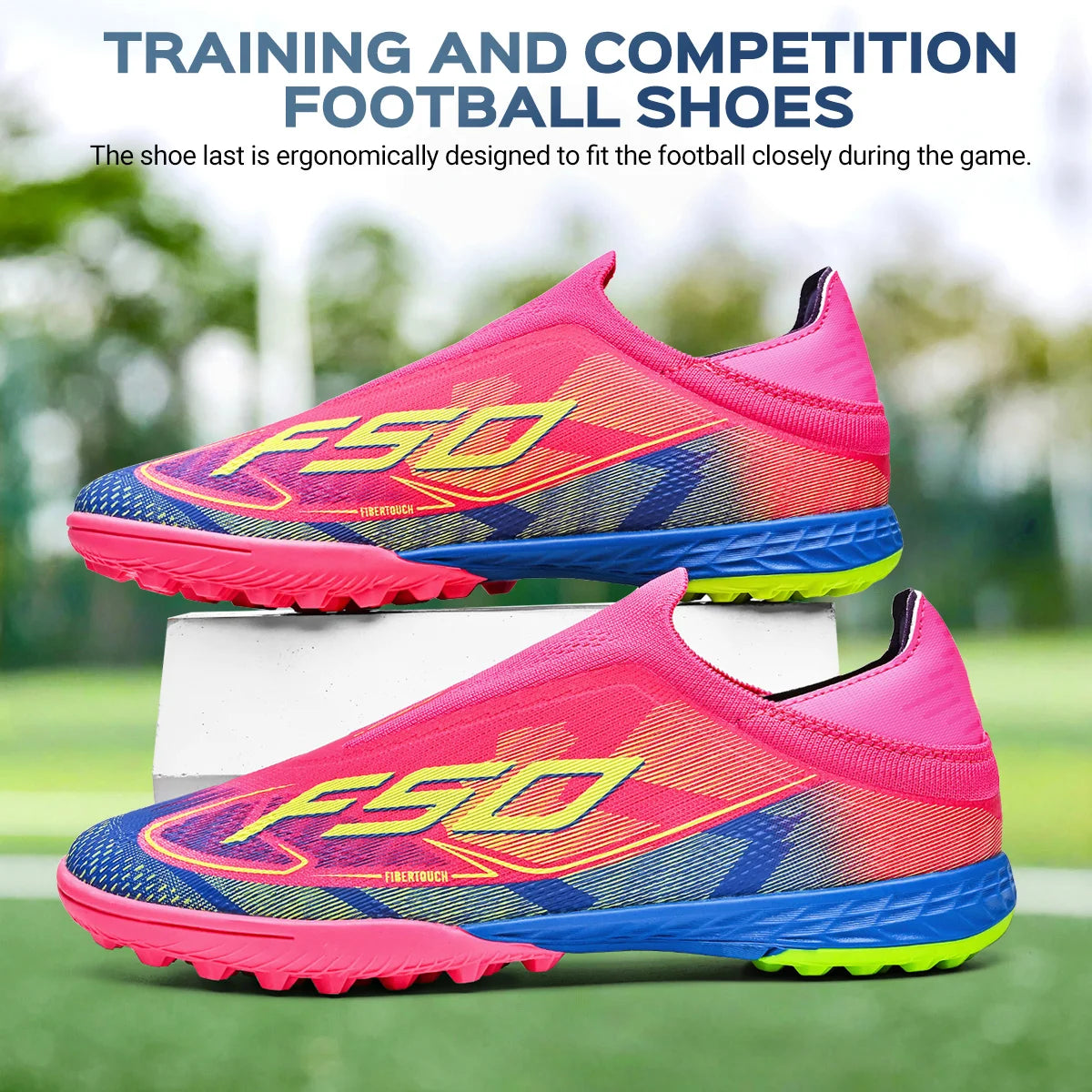 Professional Training TF Soccer Shoes for Men Women Kids PU+Fabric Breathable Wear-Resistant Rubber Sole