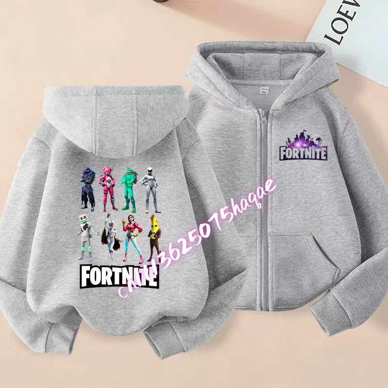 Nowa dziecięca bluza z kapturem Fortnites na zamek, kreskówkowa anime, casualowa i oddychająca kurtka dla chłopców, odzież dziecięca na wiosnę 2026