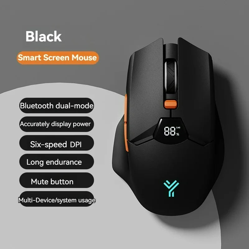 2.4G Bluetooth draadloze muis met schermweergave, 600mAh batterij met grote capaciteit en licht klinkende knoppen voor gaming en kantoor