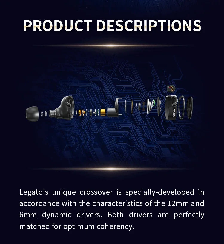 7Hz Legato Dual Dynamic Driver HiFi In-Ear Monitor Earphones – Premium Audiophile IEM with Detachable 0.78mm 2-Pin OCC Cable