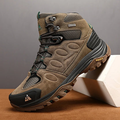 HIKEUP-Bottes de randonnée en daim pour hommes, chaussures de plein air à lacets, bottes de sport chaudes, chaussures de trekking décontractées, non ald, haut, hiver