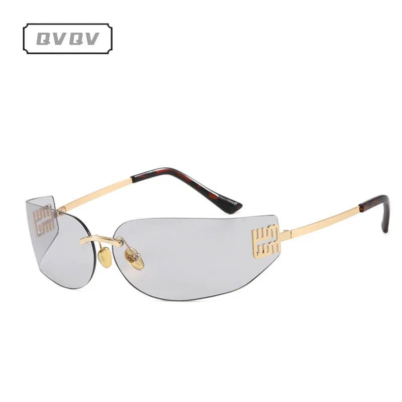 New Frameless Curved Metal Square Sunglasses Women Rimless Cutting Personality Glasses Fashion Brand Design Y2K Punk Sun Glasses