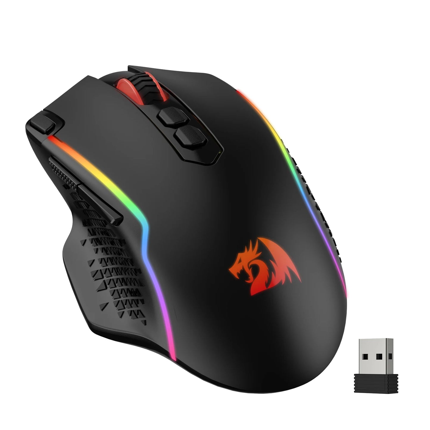 Redragon M810 Pro Ασύρματο Gaming Ποντίκι, 10000 DPI Ενσύρματο Ποντίκι Gamer με Πλήκτρο Rapid Fire, 8 Κουμπιά Macro, Μαύρο/Λευκό Ποντίκι
