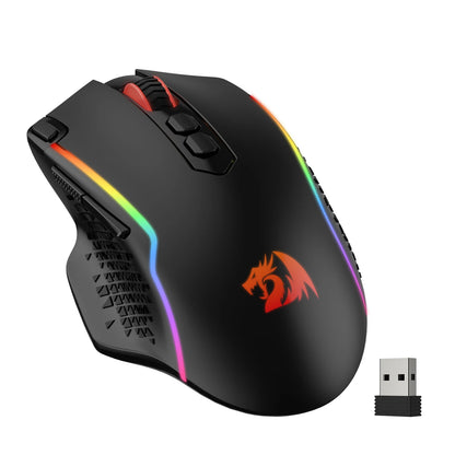 Redragon M810 Pro Ασύρματο Gaming Ποντίκι, 10000 DPI Ενσύρματο Ποντίκι Gamer με Πλήκτρο Rapid Fire, 8 Κουμπιά Macro, Μαύρο/Λευκό Ποντίκι