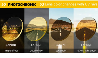 CAPONI Night Vision Men Sunglasses Original Designer High Quality Carbon Fiber Yellow Sun Glasses Photochromic Eyewear BSYS24716