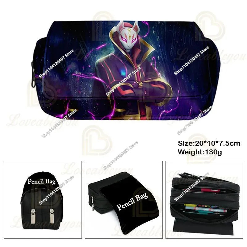 Fortnite Kids Pencil Bag Kawaii Pencil Case Large Capacity Waterproof Handheld Cosplay Pencil Pouch Office Stationary Gift Toy