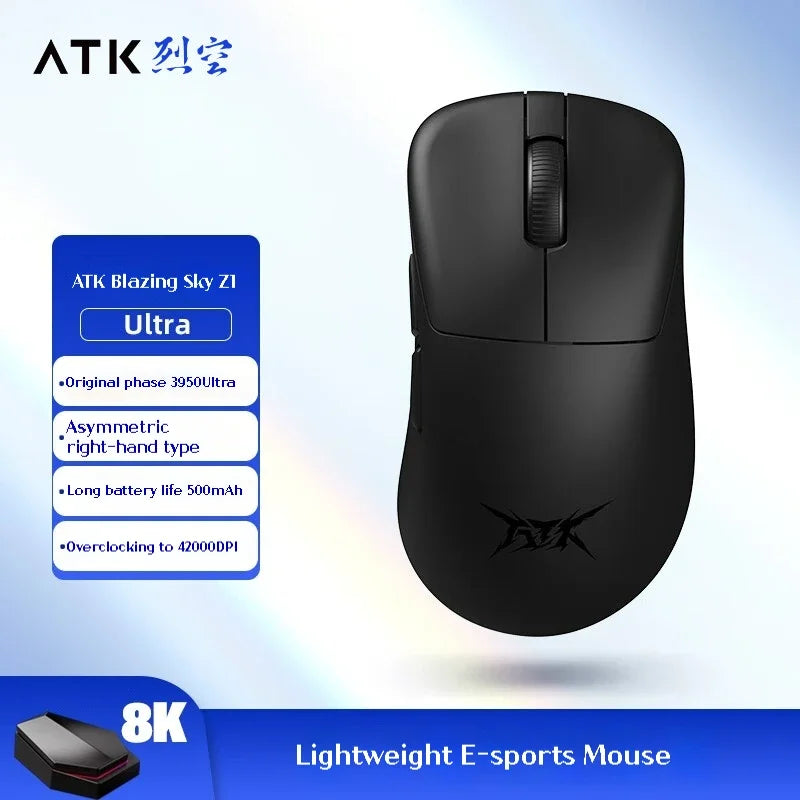 ATK Z1 Pro Max Ultra Wireless -pelihiiri, mukautetut tassut, PAW3950, Ultra Smart Speed Wireless, 8k Polling Rate, 0.39ms matala viive