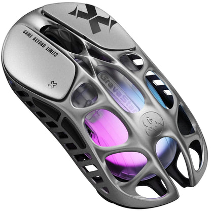 Mysz gamingowa bezprzewodowa GravaStar Mercury X – sensor PAW 3950 32,000 DPI, częstotliwość odpytywania 1000Hz, tylko 49g, pusta konstrukcja F ze stopu magnezu