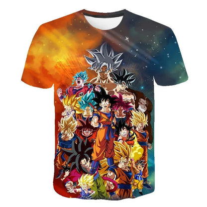 Dragon Ball Goku Cosplay T Shirts Super Saiyan Boys Kids Clothes Short Sleeve T-shirt White Black Orange Breathable Jersey