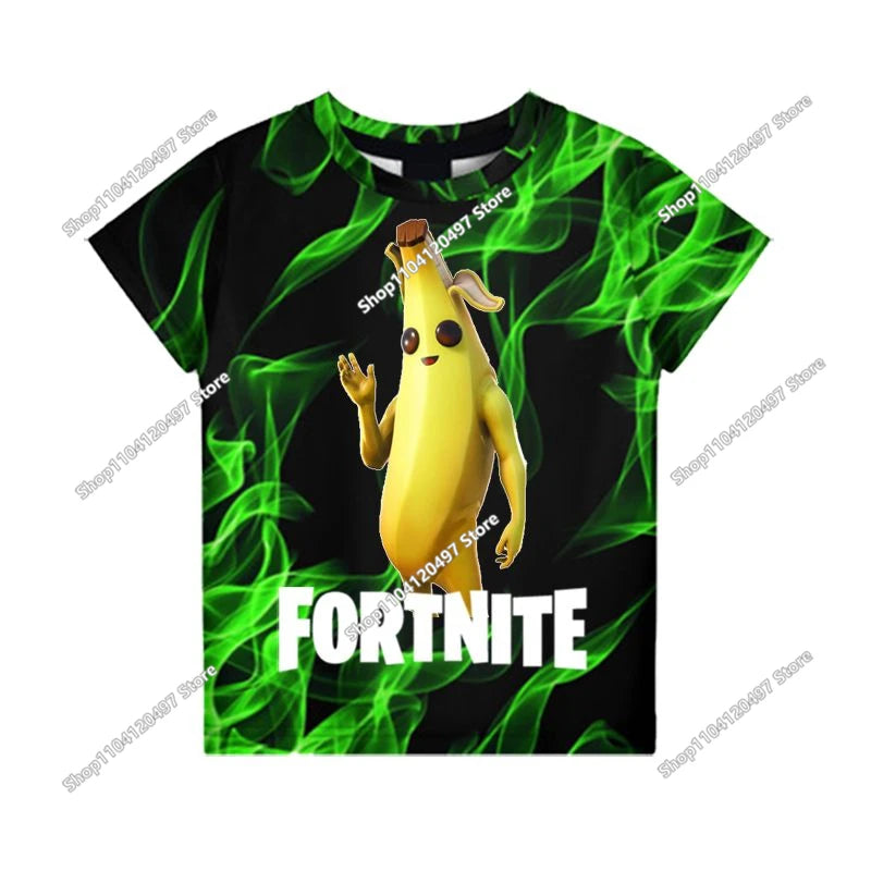 T-shirts Fortnite Anime para Menina, T-shirt Branca para Rapaz, T-shirts Cartoon para Bebé, Camisolas de Verão com Estampado Fofo, Tops de Disfarce