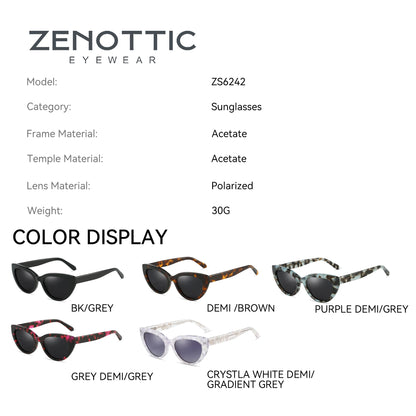 ZENOTTIC Retro Cat Eye Polarized Sunglasses Handmade Acetate UV400 Protection Sun Glasses Shade for Women