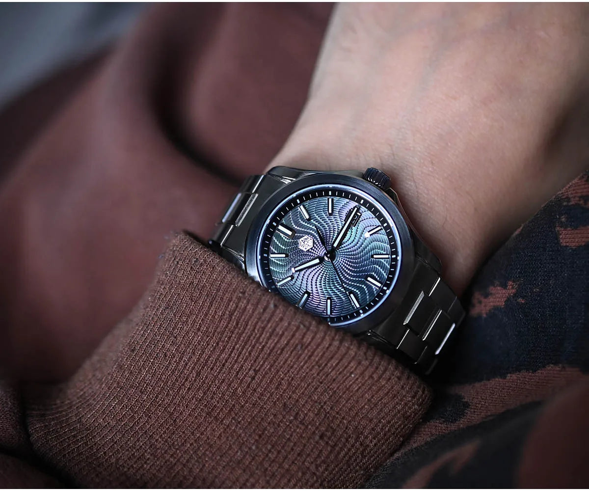 San Martin Official 39mm Guilloche MOP Dial Gada Watch Miyota 9015 Luxury Men's Automatic Mechanical Watches 10 ATM reloj SN0150