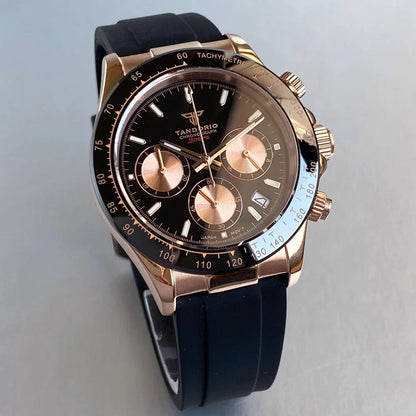 Luxury VK63 Men's Watch Quartz Movement Business Stop Watches 39mm Steel/Rose Gold Date Luminous Dial Fully Chronograph