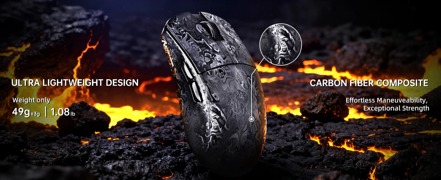 ATTACK SHARK R11 ULTRA Carbon Fiber Wireless Gaming Mouse, 8000Hz, PAW3950MAX, 42000DPI, 49g Lightweight, 20000FPS, Nordic 52840