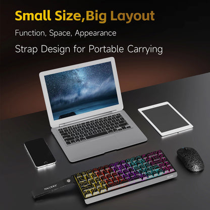 AJAZZ NK68 V2 Wired Mechanical Keyboard Plug and Play 65% Layout Design Sleeve Hot 68-Key Keyboard Colorful Backlight for PC