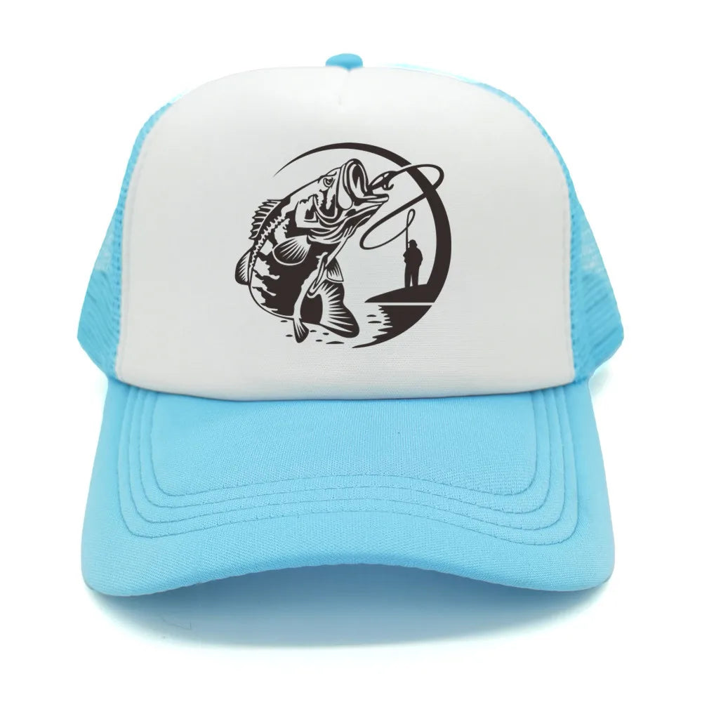 Fiske-skelett-trucker-keps, sommar, herr, cool fiskarkeps, basebollkeps, unisex, utomhus, nätkepsar, MZ-238