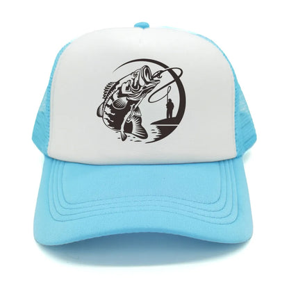 Fiske-skelett-trucker-keps, sommar, herr, cool fiskarkeps, basebollkeps, unisex, utomhus, nätkepsar, MZ-238