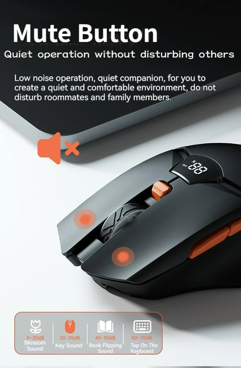 2.4G Bluetooth draadloze muis met schermweergave, 600mAh batterij met grote capaciteit en licht klinkende knoppen voor gaming en kantoor