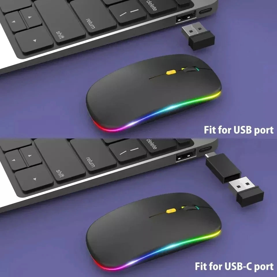 Trådløs genopladelig mus med dobbelt tilstand, Bluetooth-kompatibel 2.4G USB-computermus til laptop, iPad, tablet og notebook – gamingmus